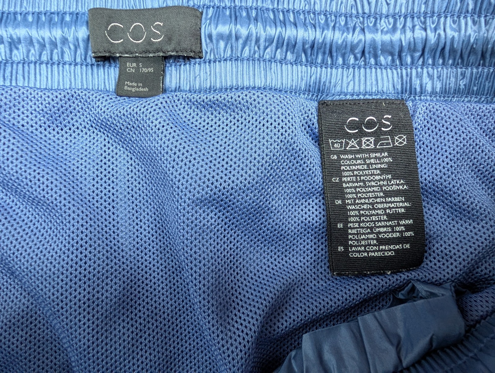 COS Gloss Nylon Shorts Running Womens S Blue Gym Running Sprinter Retro Sports