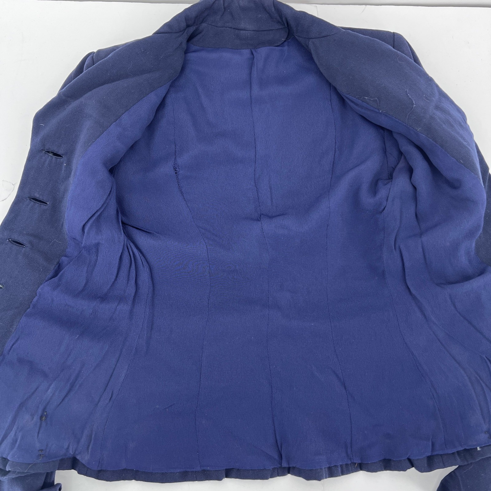Vintage 1940s Navy Blue Tailored Blazer Jacket WWII Era