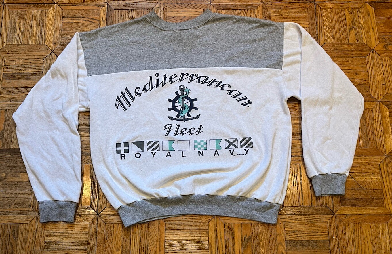 Vintage 90’s Pinwheels Women L Sweatshirt Mediterranean Fleet Royal Navy USA