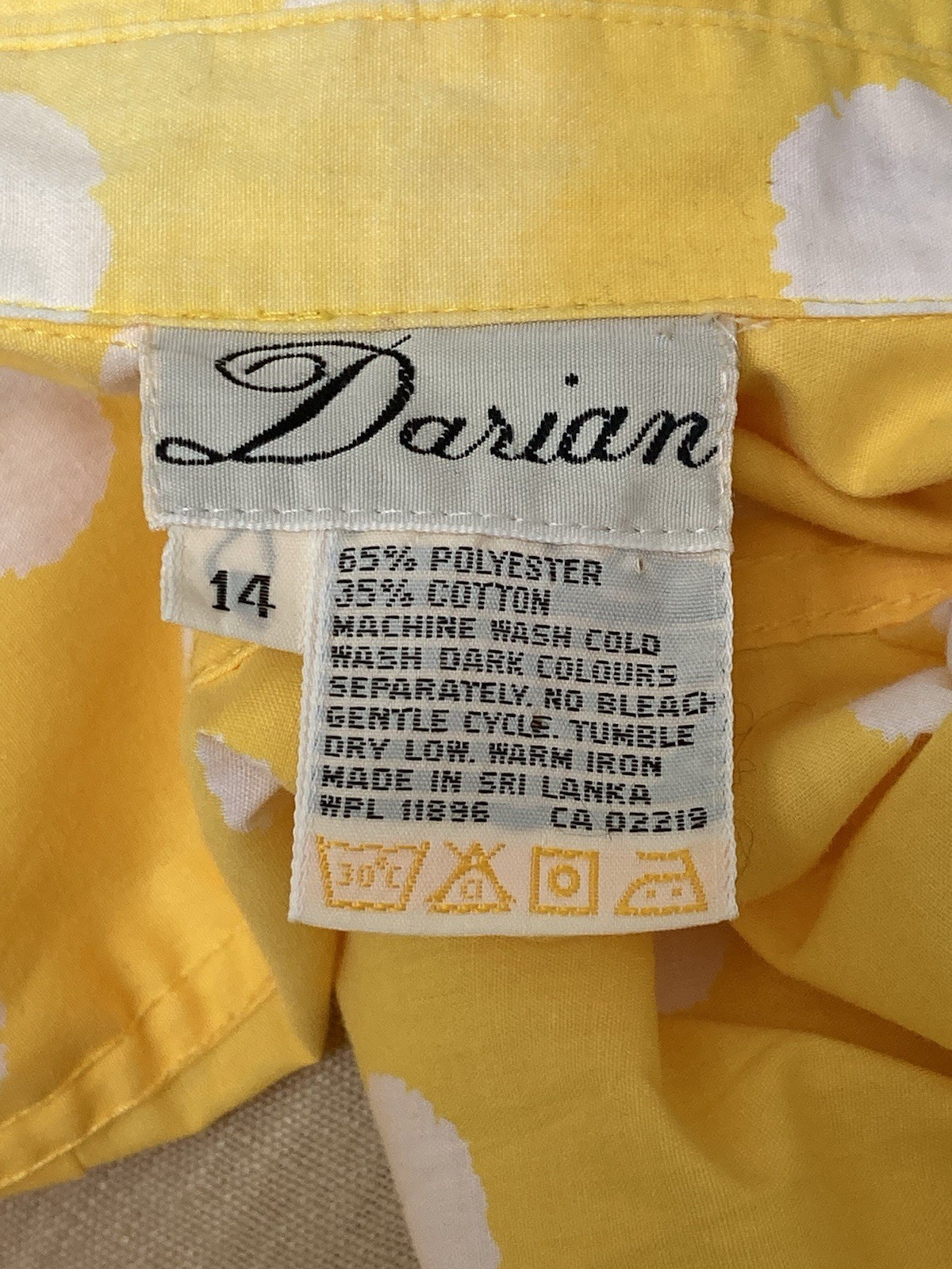 Darian VTG Yellow Polka Dot Shirt Dress Rockabilly Size M – Damaged For Costume