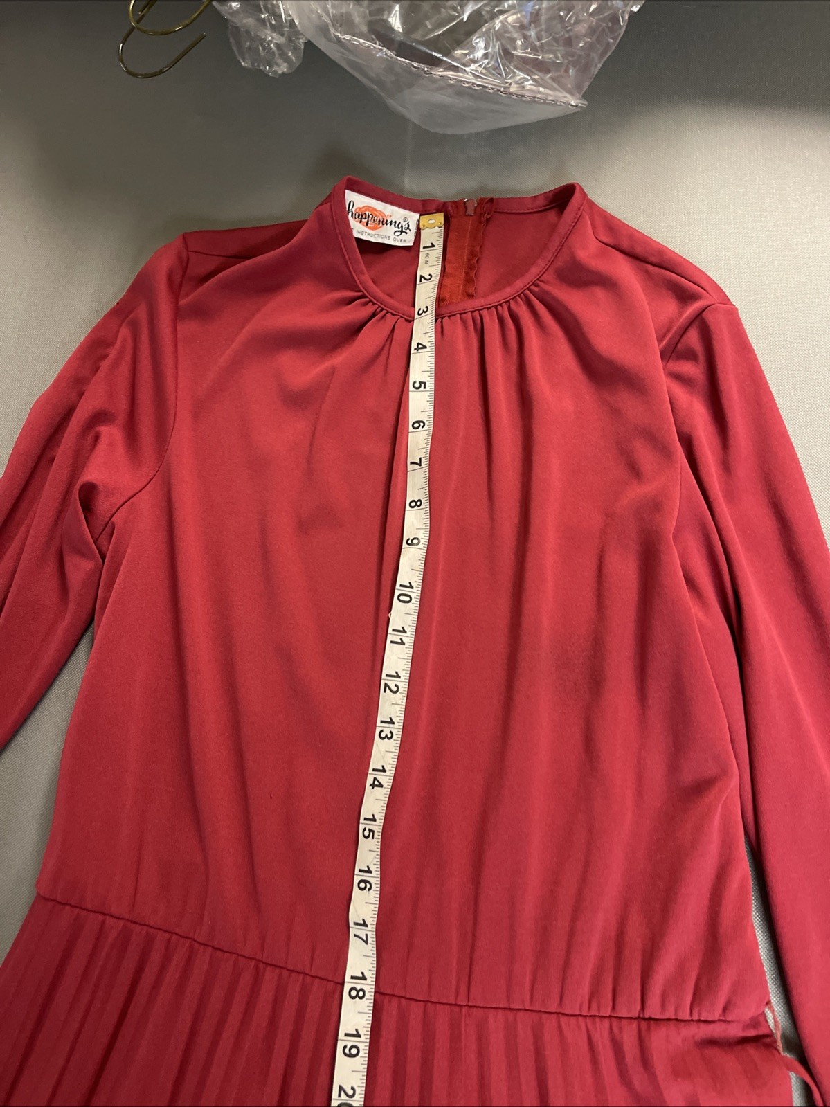 Vintage 1970s Red Polyester Disco Dress Happenings 38C 32W 54H