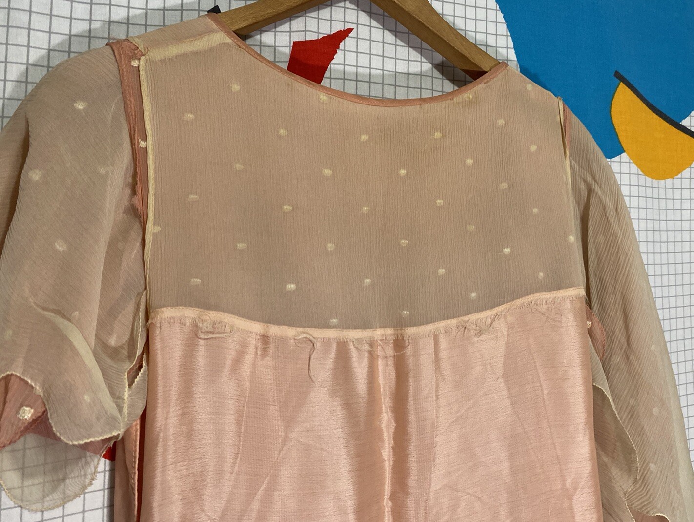 Vintage 20s Silk Flapper Dress Art Deco Drop Waist Asymmetrical Polka Dot Crepe