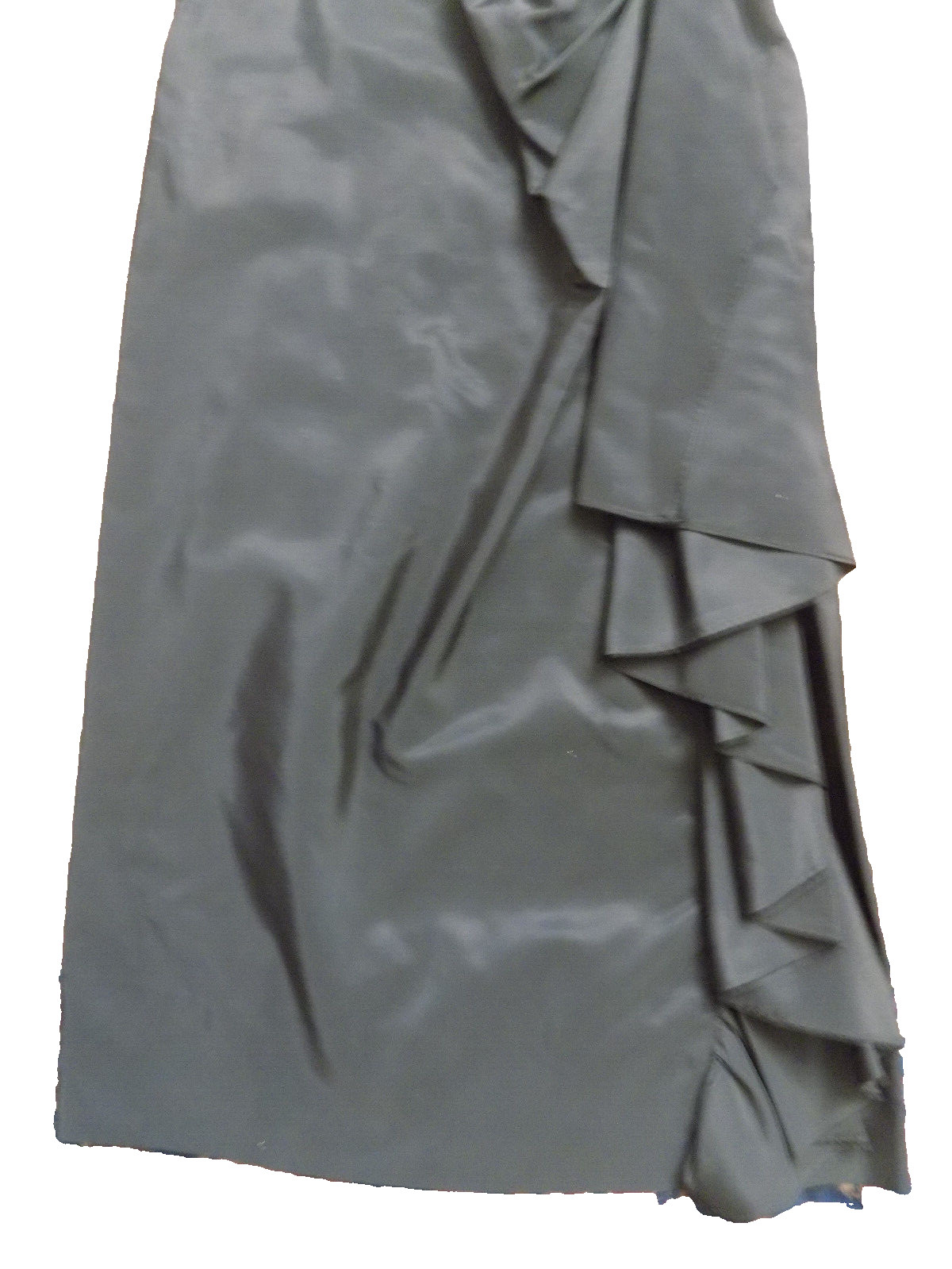 50s True Vtg Taffeta Dress Velvet V neck Tassel trim Cascade Skirt Crinoline XS