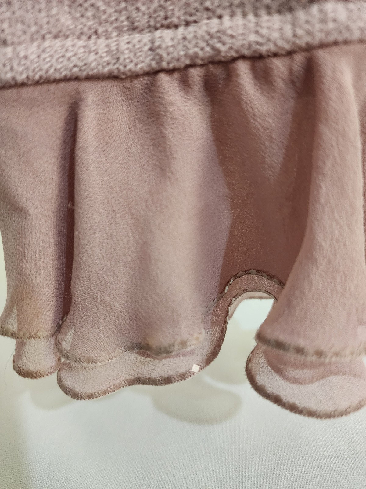 Vintage St John Evening By Marie Gray Pink Knit Ruffle Cardigan Jacket Sz 8 USA