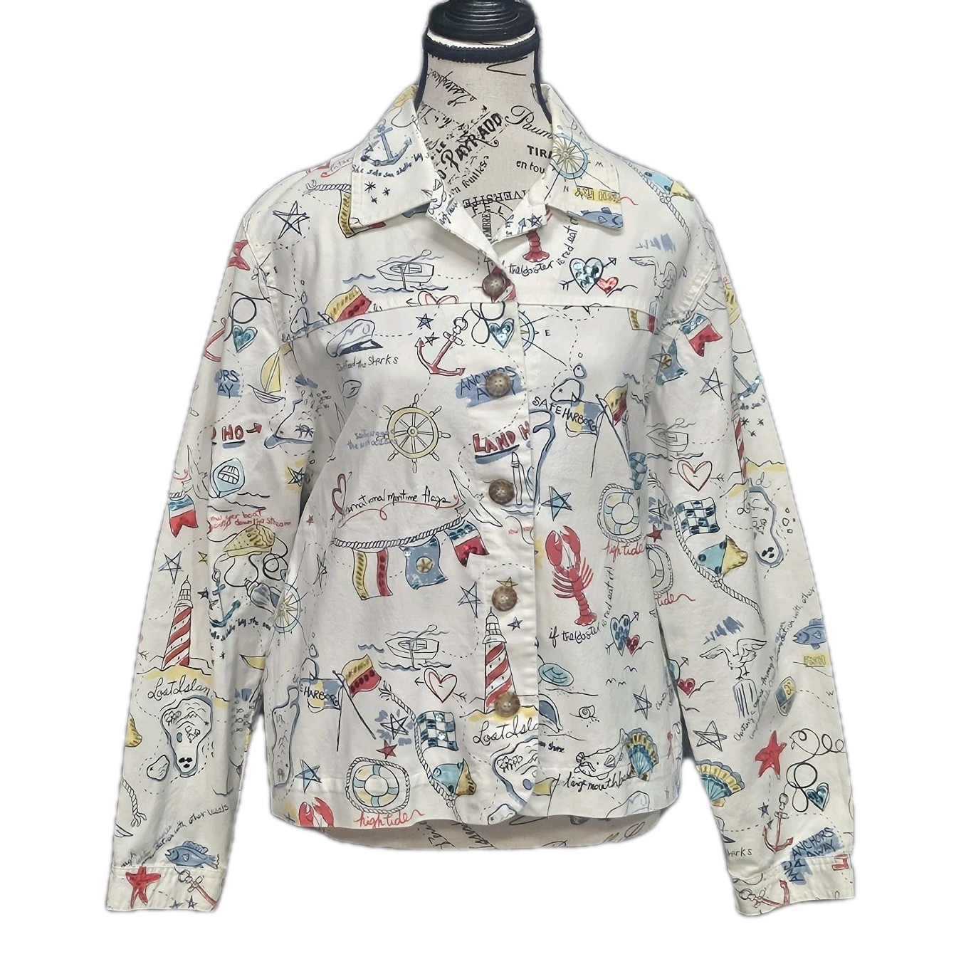 Vtg Graff Nautical Jacket Womens M Coastal Grandma Ecclectic Preppy Cruise Vacay