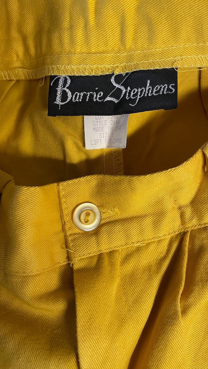 Vintage 1980s BARRIE STEPHENS 2 PIECE Yellow Blazer and Long Shorts Set Rare USA