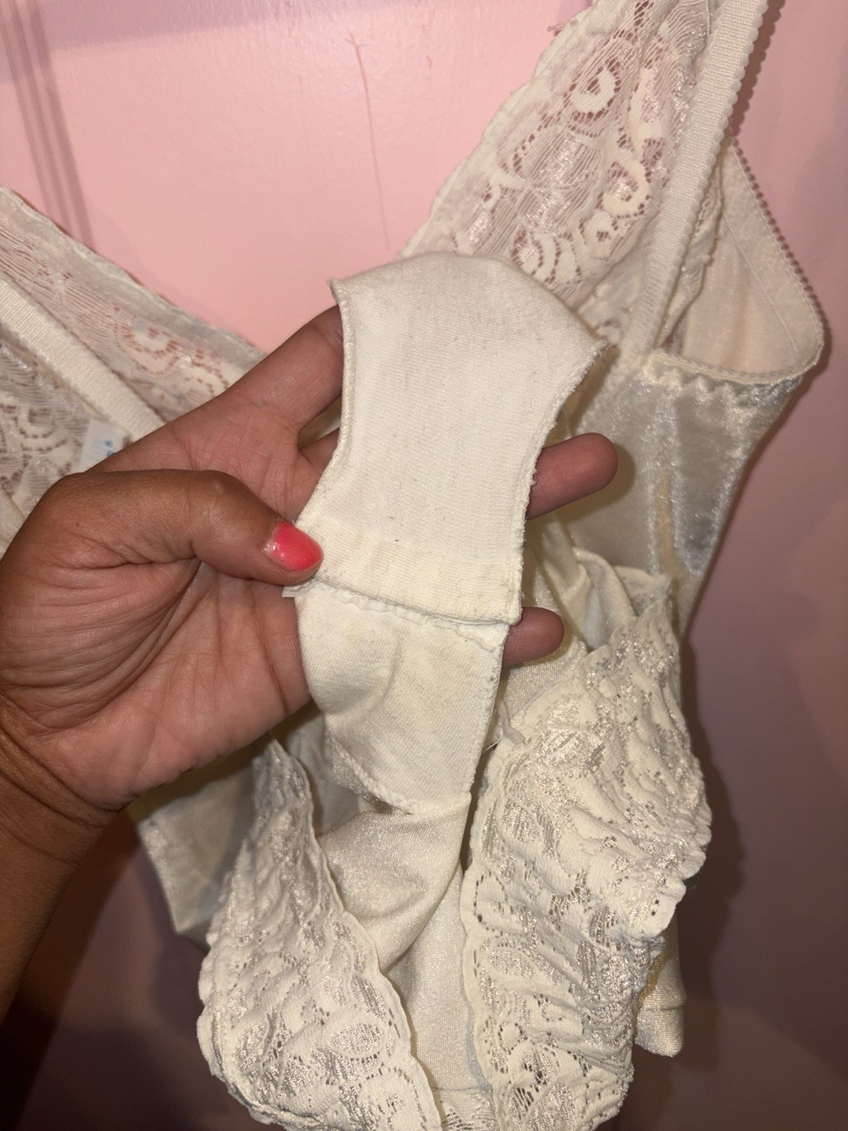 Vintage Pre Loved Flexees Shape Wear Medium White With Lace And Button Bottom