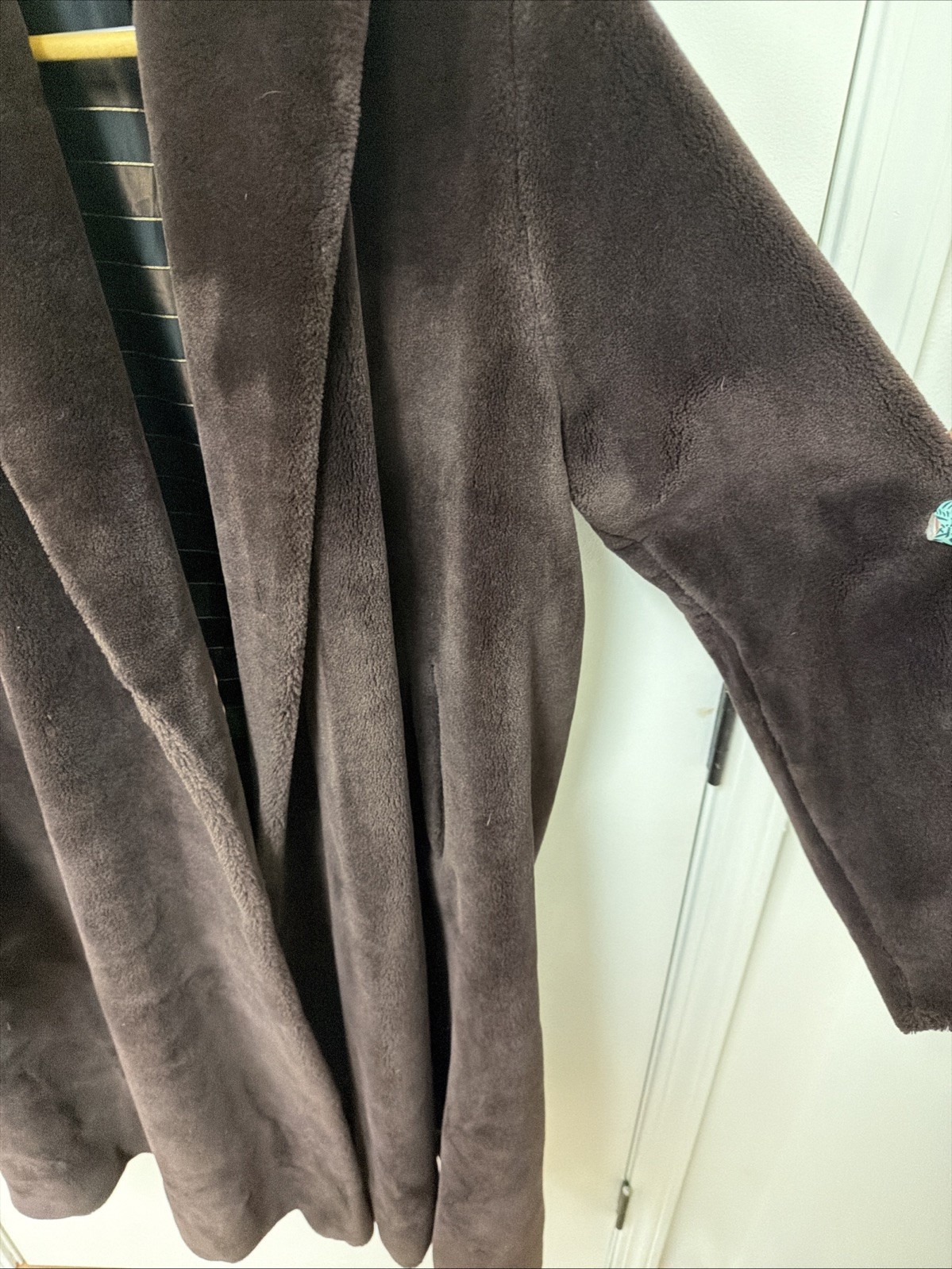 VTG La France Lido Faux Fur Swing Trench Coat Orlon Dynel Pockets L/XL