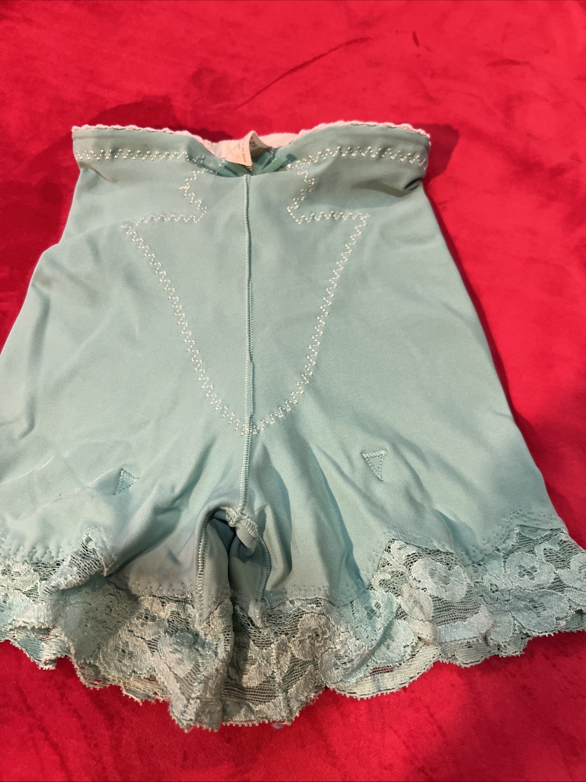 Vtg 60’s Hollywood Vassarette Pettipants Panty Girdle Lace Sea Foam Green Small