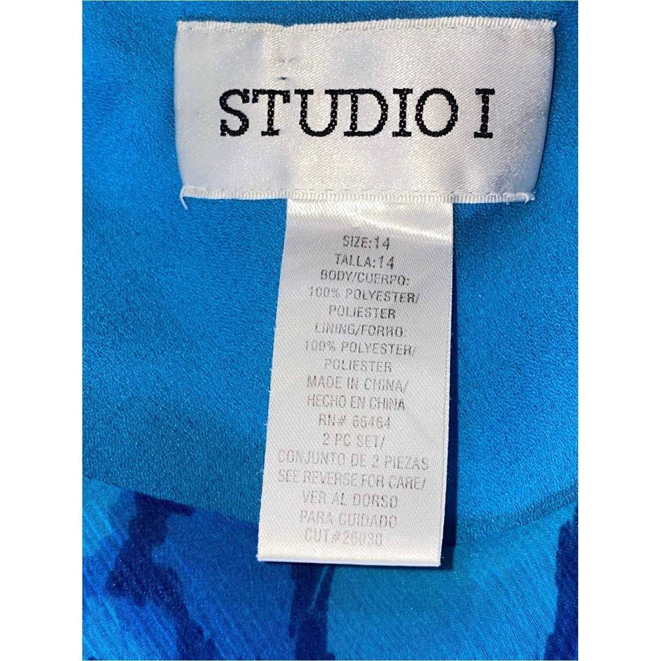 Vintage Studio I Blue Floral Abstract Maxi Dress Sleeveless Chiffon Overlay L