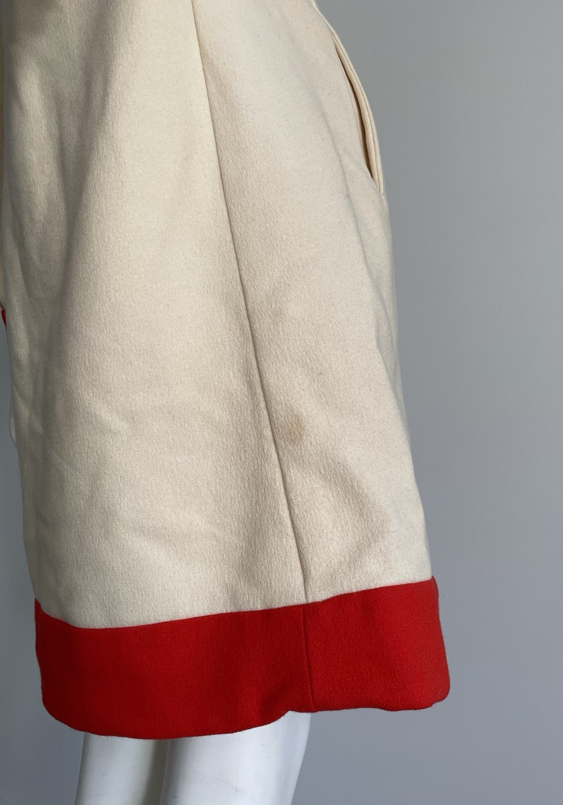Geoffrey Beene Vintage 1960s Cream Bright Orange High Neck Dress Size Small