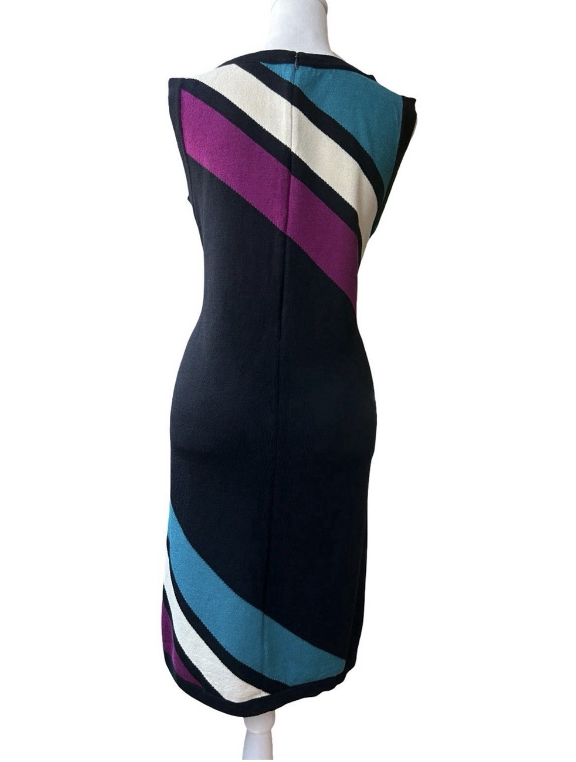 VTG 80’s St. John Collection Marie Gray Santana Knit Dress Sheath Colorblock 10