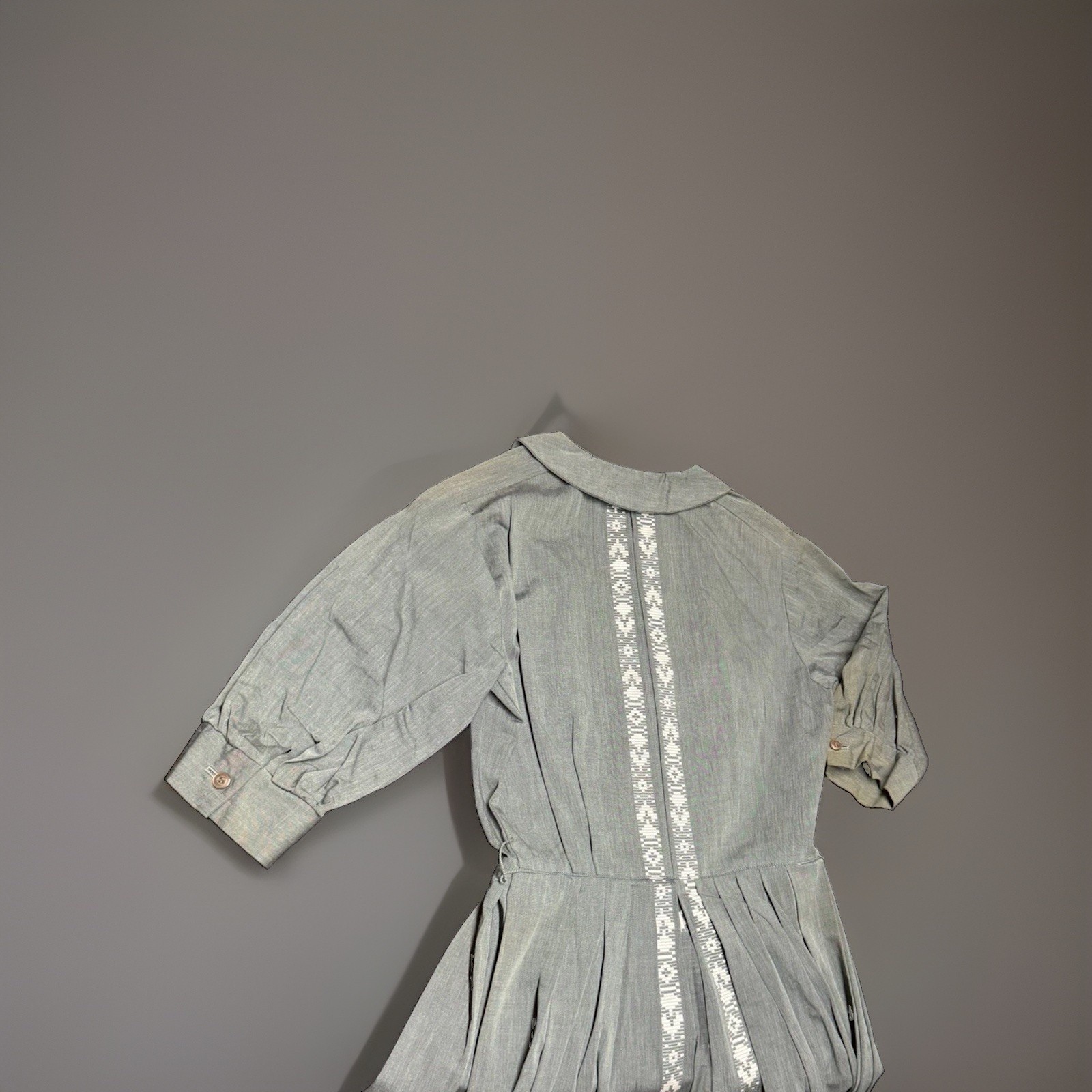 VTG 60s Abby Kent New York Shirtwaist Dress Cotton Pleated Embroidered Sz 11 NOS