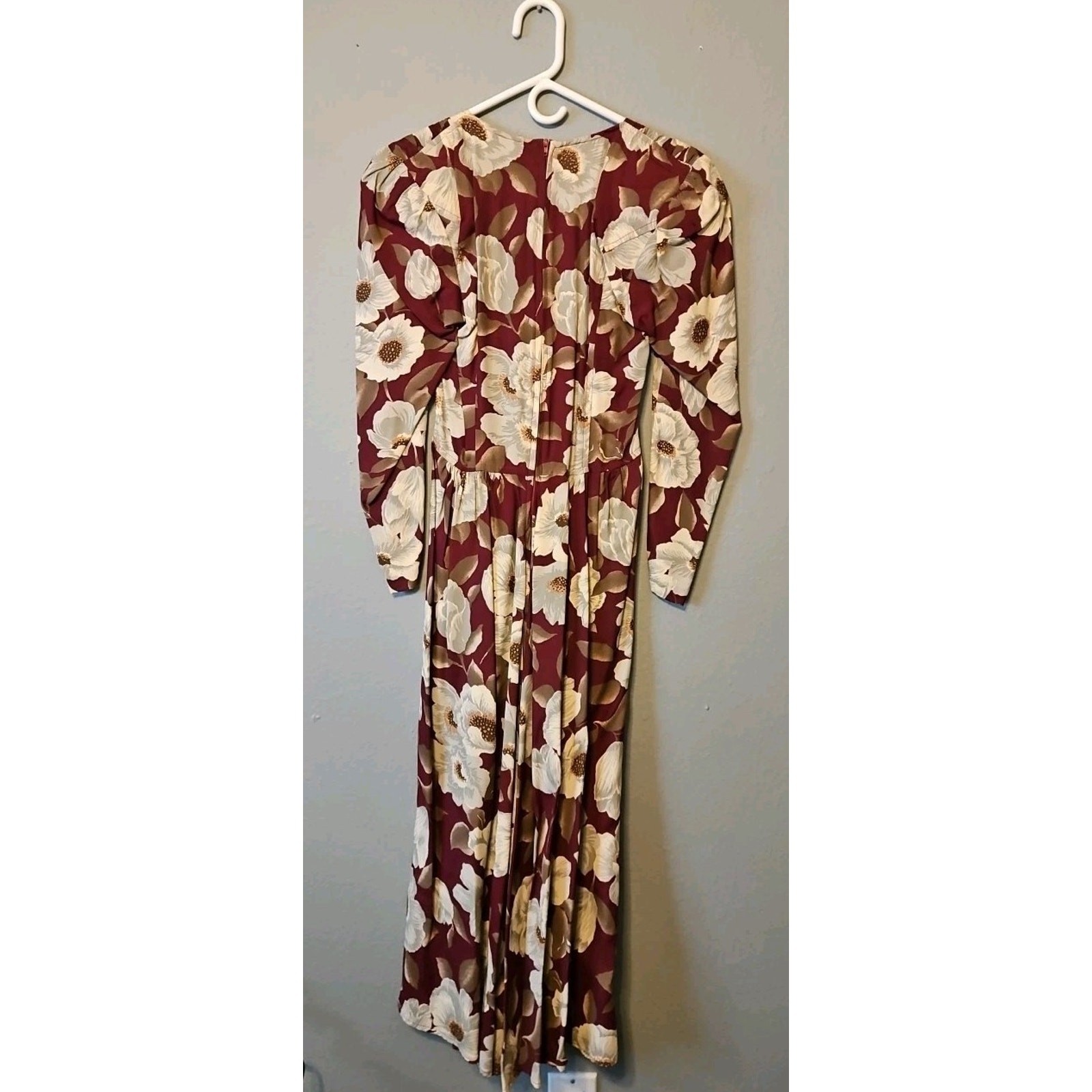 VTG Carol Anderson Dress Women’s Sz 3/4 Red Floral A Line w/Shldr Pads & Pockets