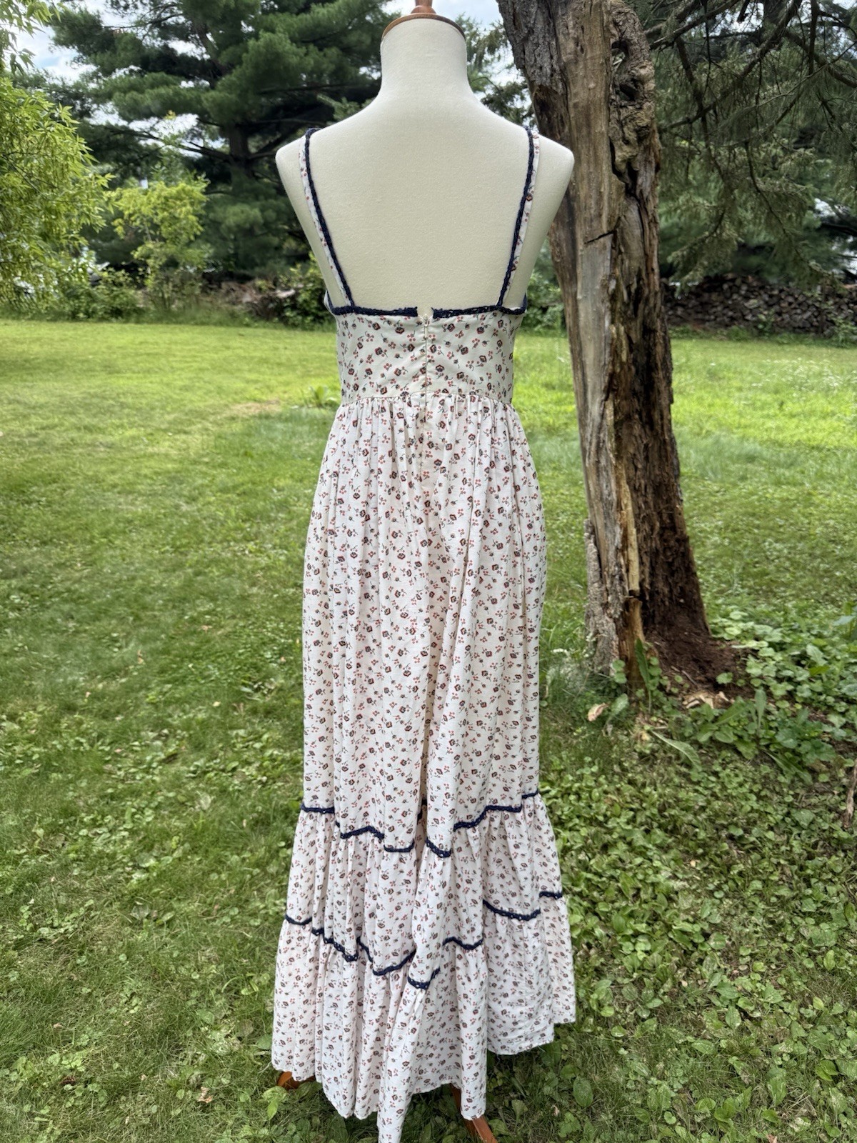 Vintage 70s Gunne Sax Maxi Sundress Prairie Boho Fairy Floral Corset Size 7