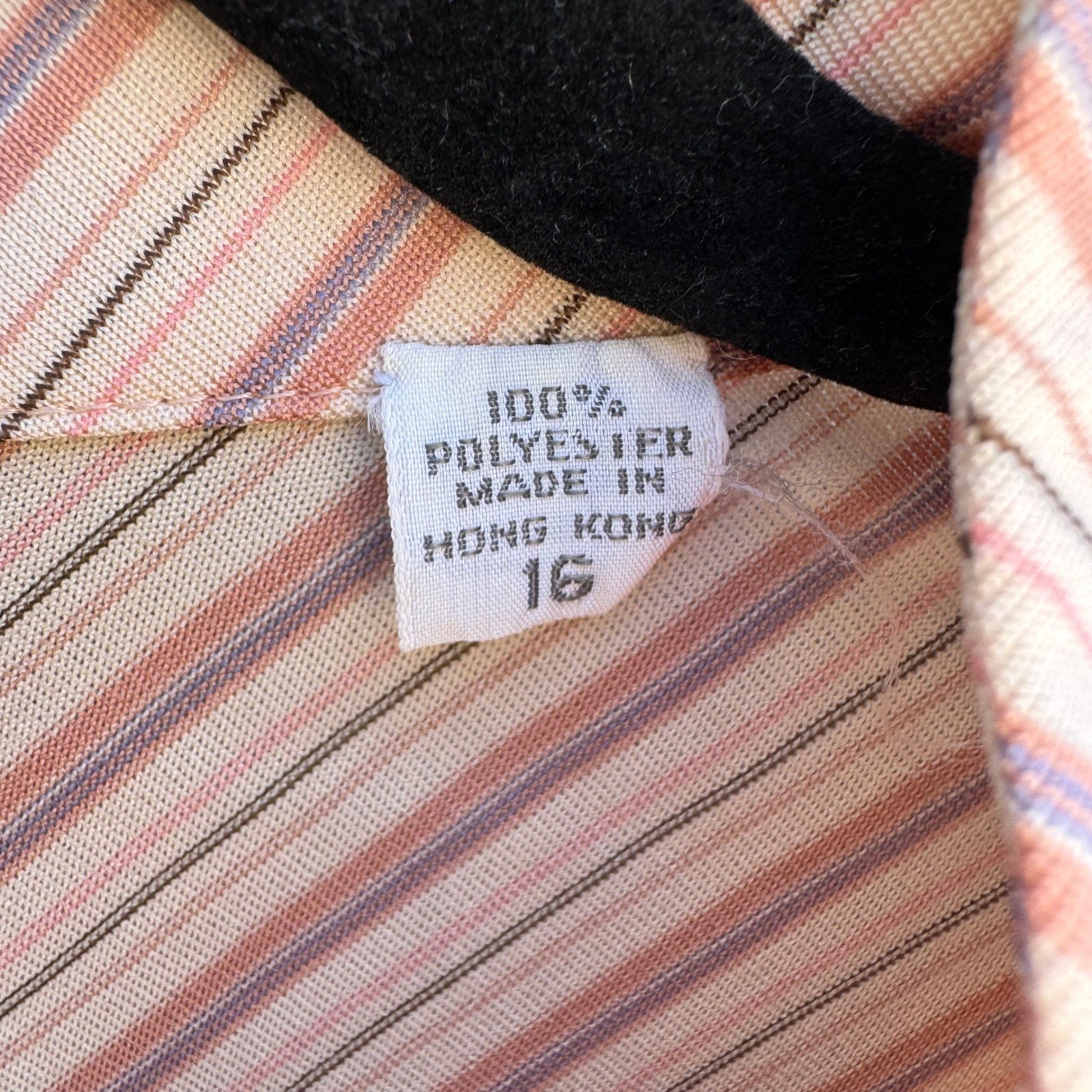 Dorce Vintage 70s Pink Striped Mandarin Collar Blouse 16 Mod Retro Secretary