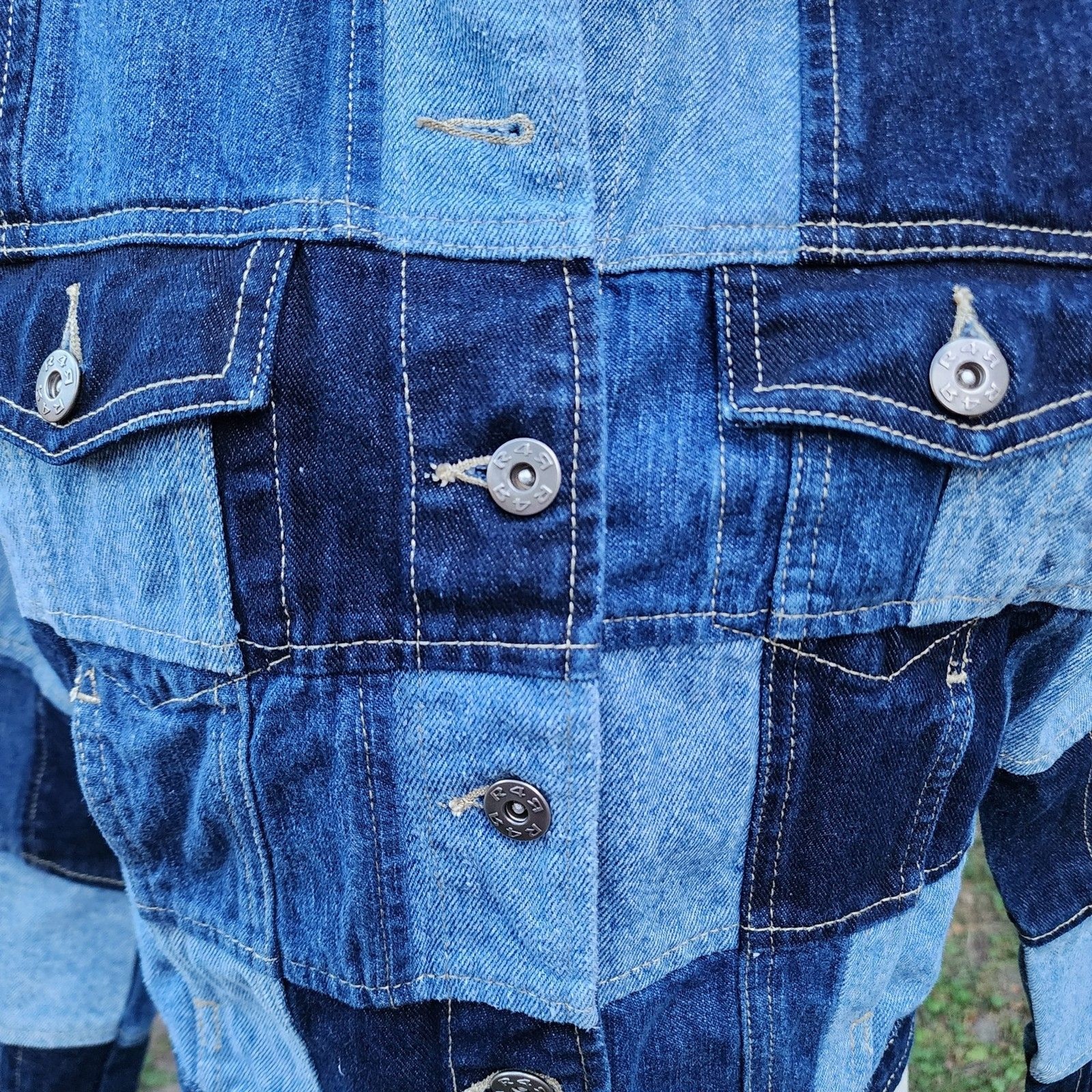 Vintage Patchwork Denim Jacket 1990s does 1970s Rav 4 Real Cotton Jean Jacket