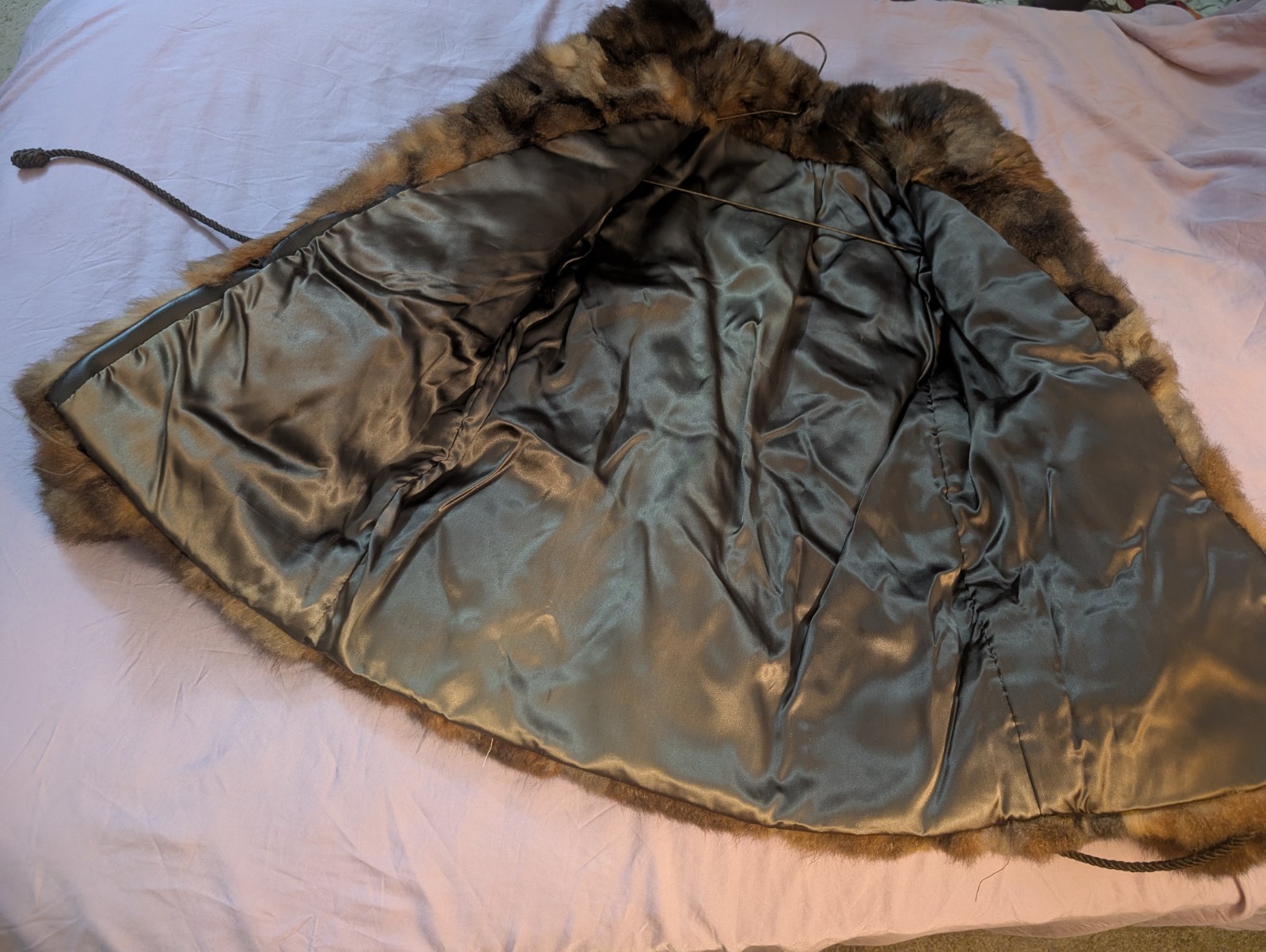 Extra Small Brown Genuine Fur Coat Jacket with Satin Lining, Tie Closure