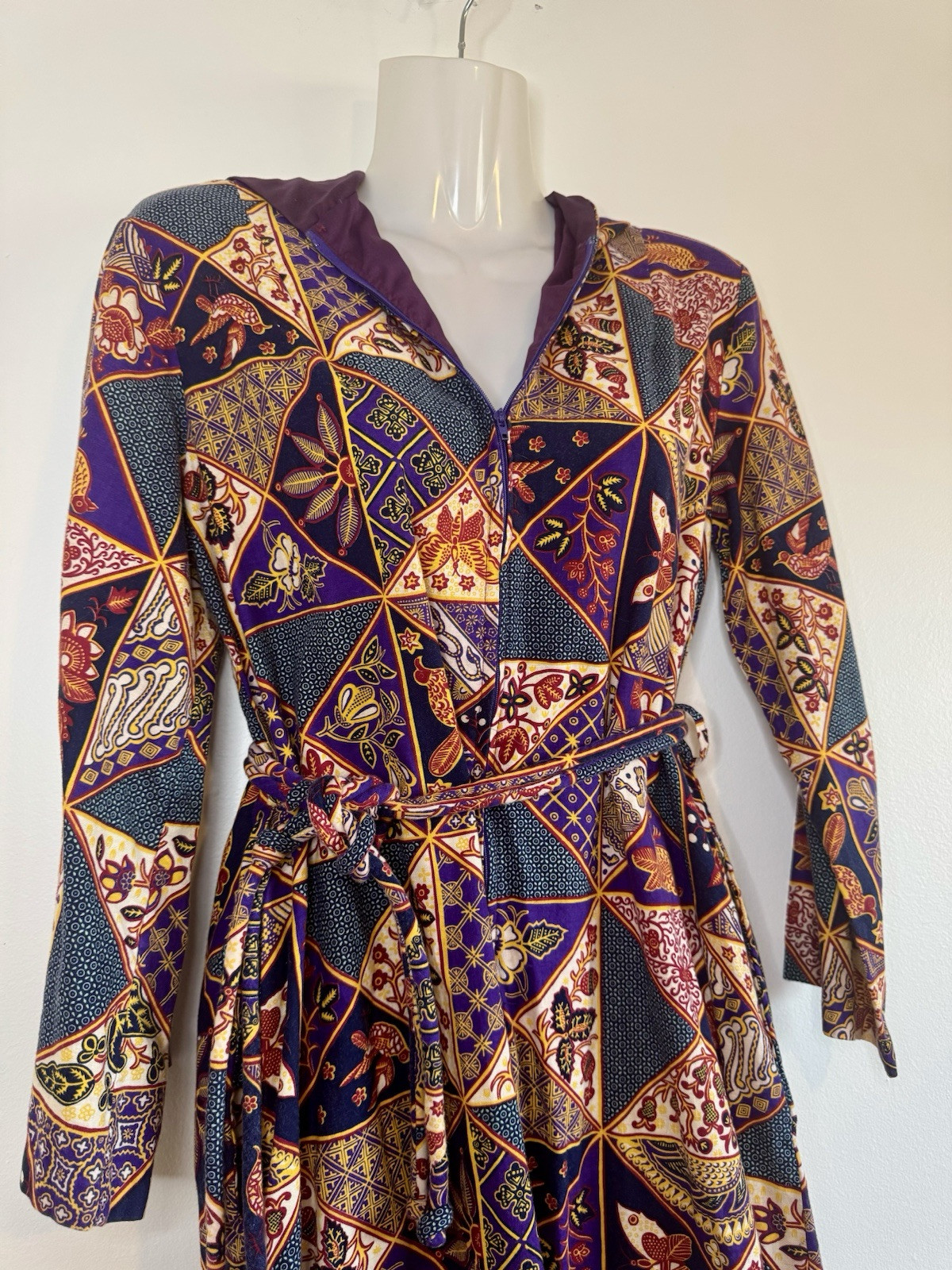 70s Berkleigh Juniors Vintage Hooded Caftan Hippie Boho Bohemian Festival