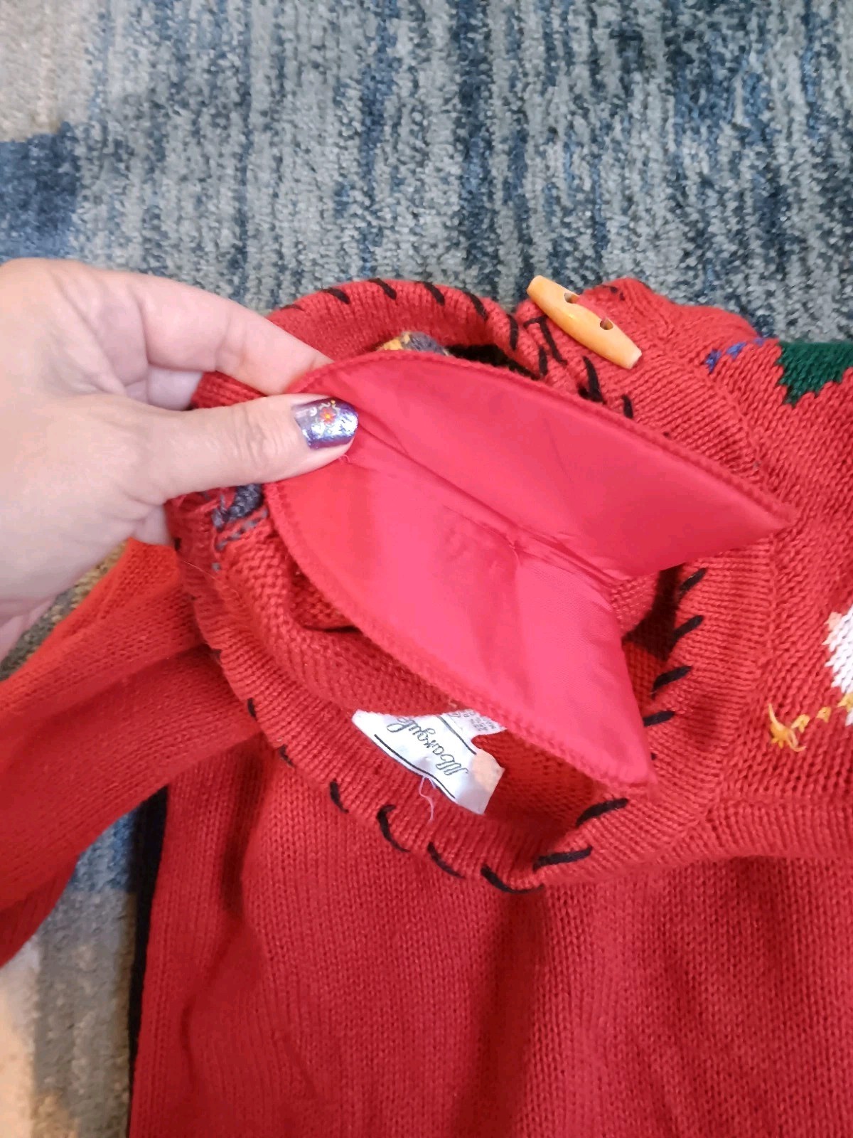 Margules Vintage Sweater Cardigan Medium Shoulder Pads Red Multicolor