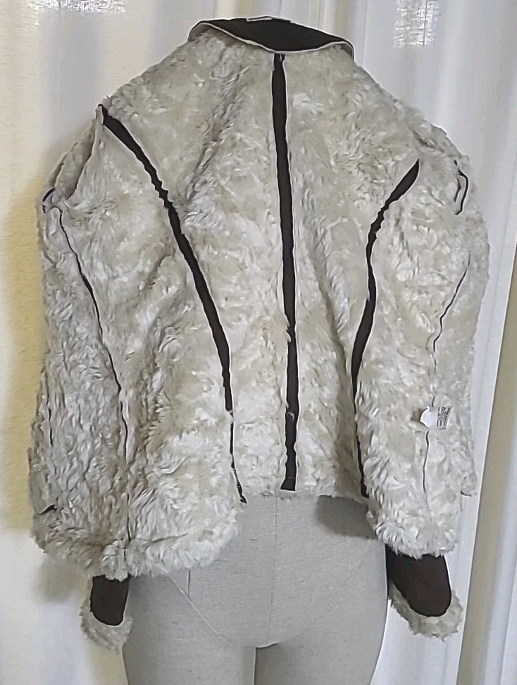 Vintage 90s Y2K Penny Lane Hooded Faux Suede Shearling Xhilaration Coat Jacket S