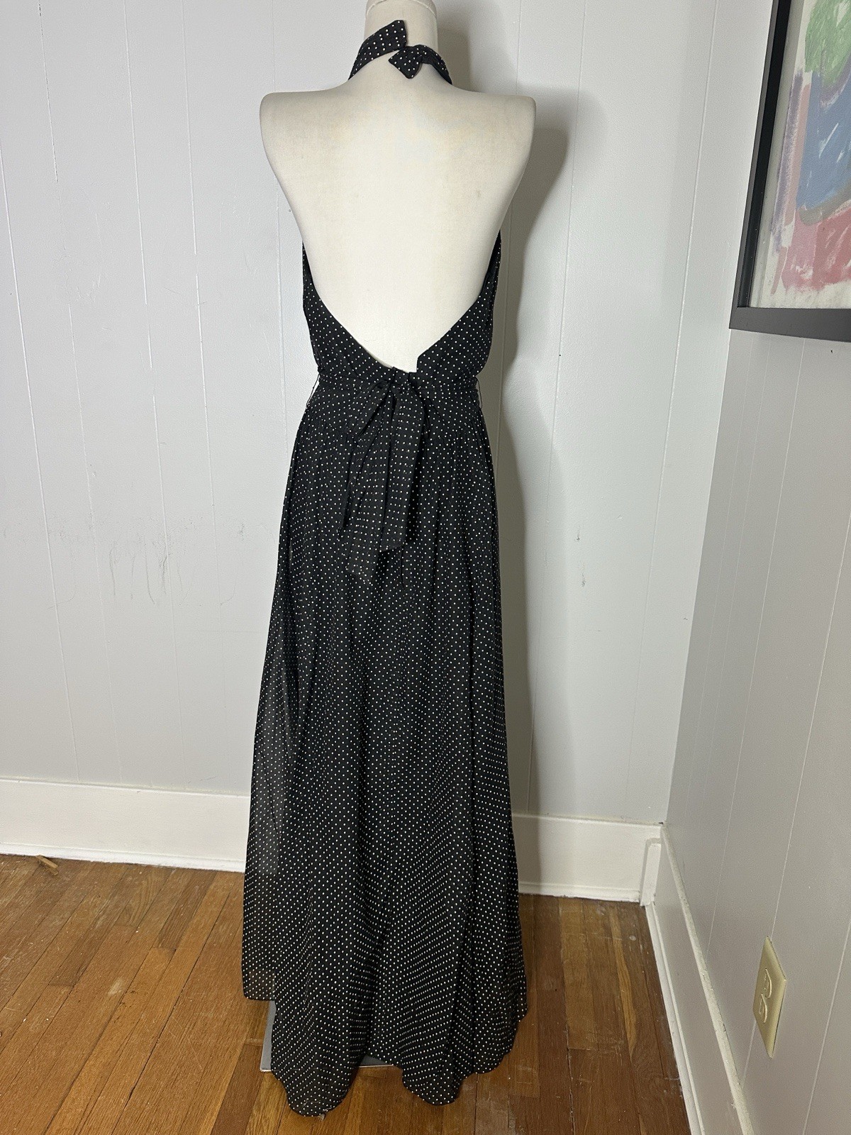 Vintage Lilli Diamond Polka Dot Halter Maxi With Shawl 1970s