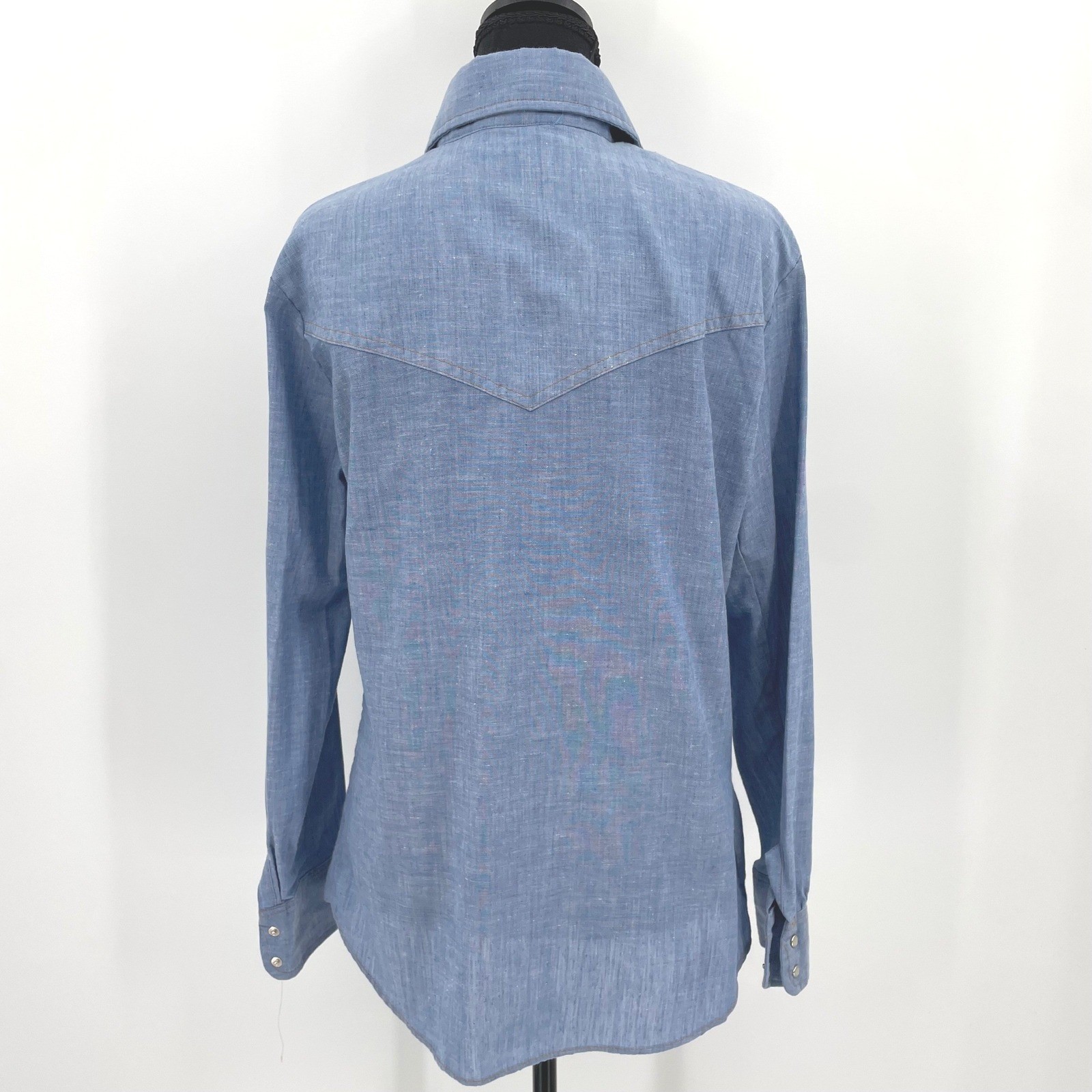 Vtg 70s Levis For Gals Western Shirt Looped L Tag Pearl Snaps L 20″ PTP Rare