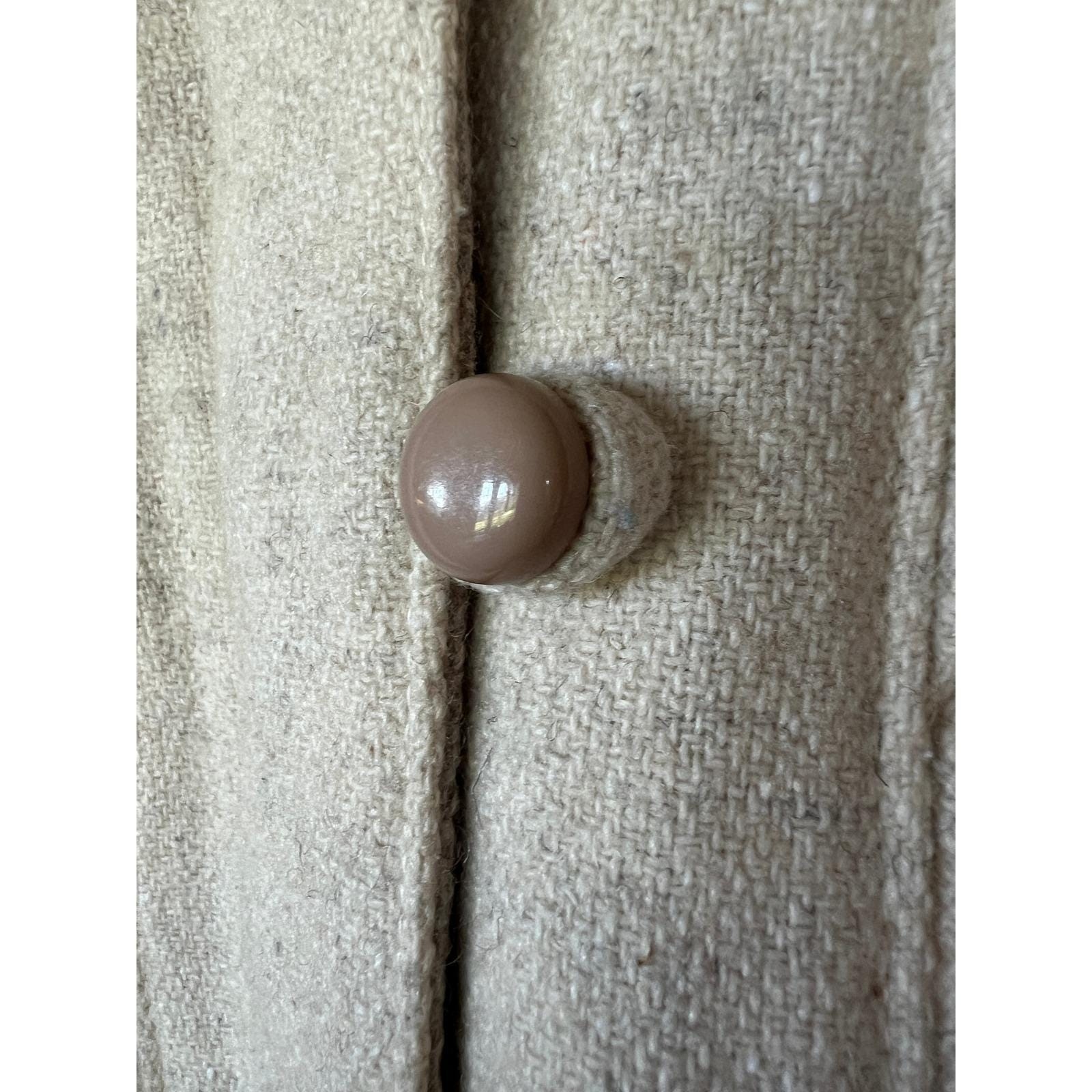 Vintage 70s Cream Wool Pleated Sunburst Jacket Puff Shoulder Quiet Luxury