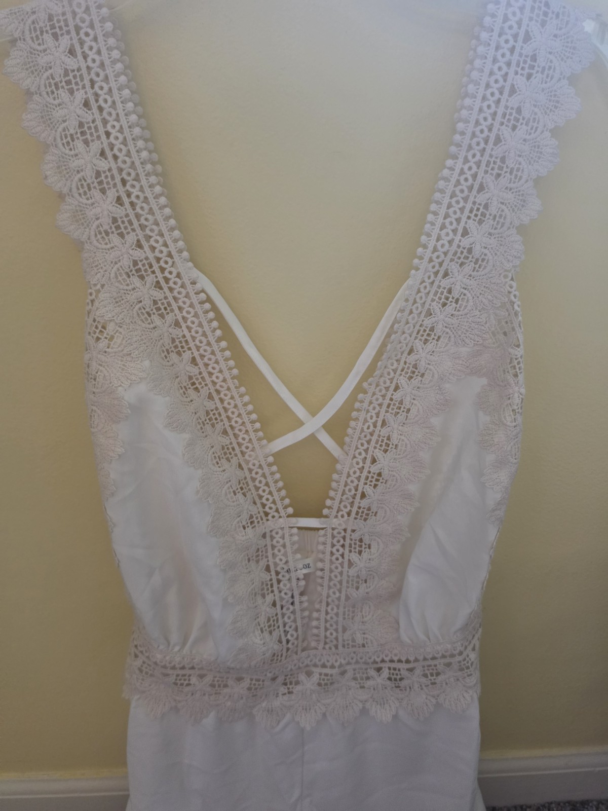 Flora Nikrooz White Lace Trim Slip, XS Regular, Rayon/Polyester/Spandex