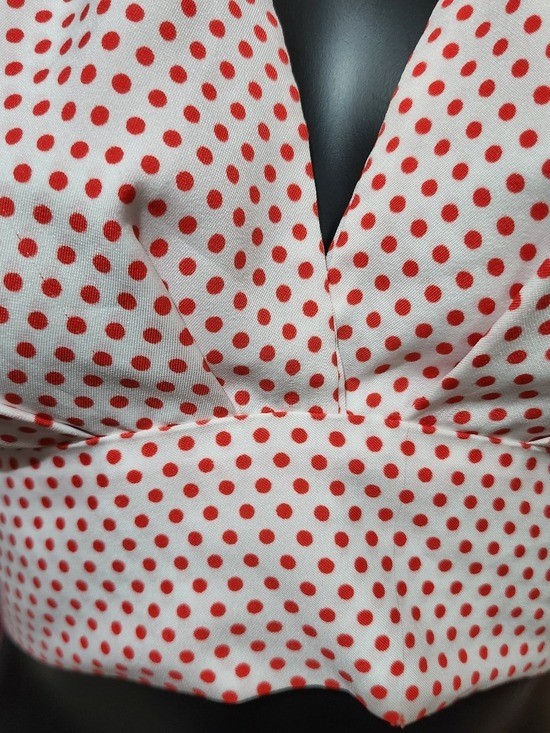 Vintage 70’s White Halter Crop Top with Red Polka Dots
