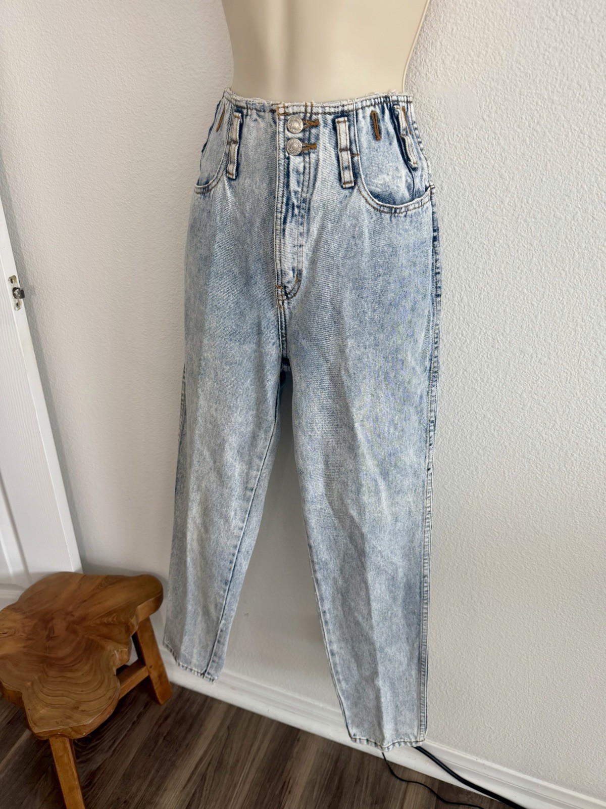 Vintage Jordache Jeans 80s Acid Wash Denim High Rise Tapered Sz 9/10 27″ Waist