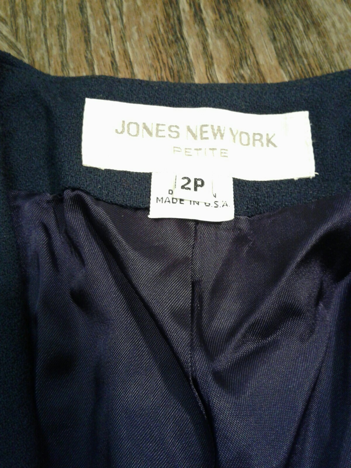 Vintage Jones New York Womens 2 Petite Blue Wool Skirt Blazer U.S. Seal (cb16)
