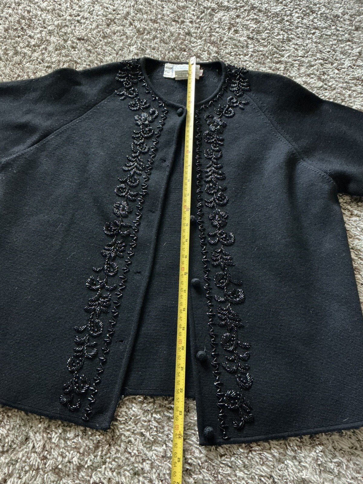 Vintage Penney’s International Imports Wool Blazer/Cardigan Style Beaded Floral