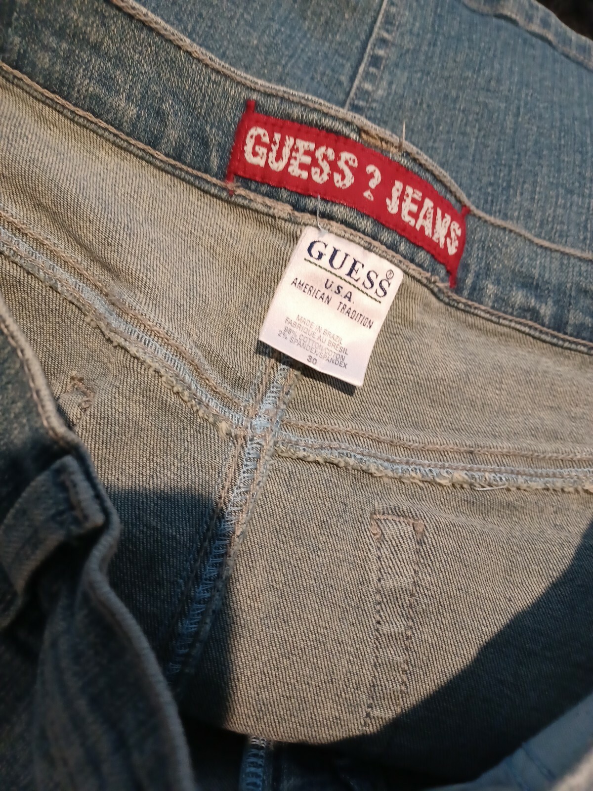 Vintage 80’s Guess?Jeans Skirt Denim Mini Size 30 Measures 28 1/2”