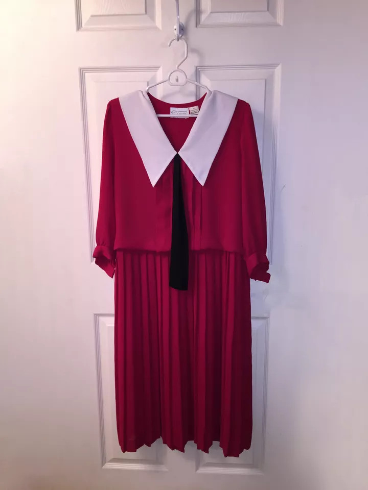 LIZ ROBERTS Vintage SECRETARY DRESS Church Choir Annie SIZE 10 Red, White, Black