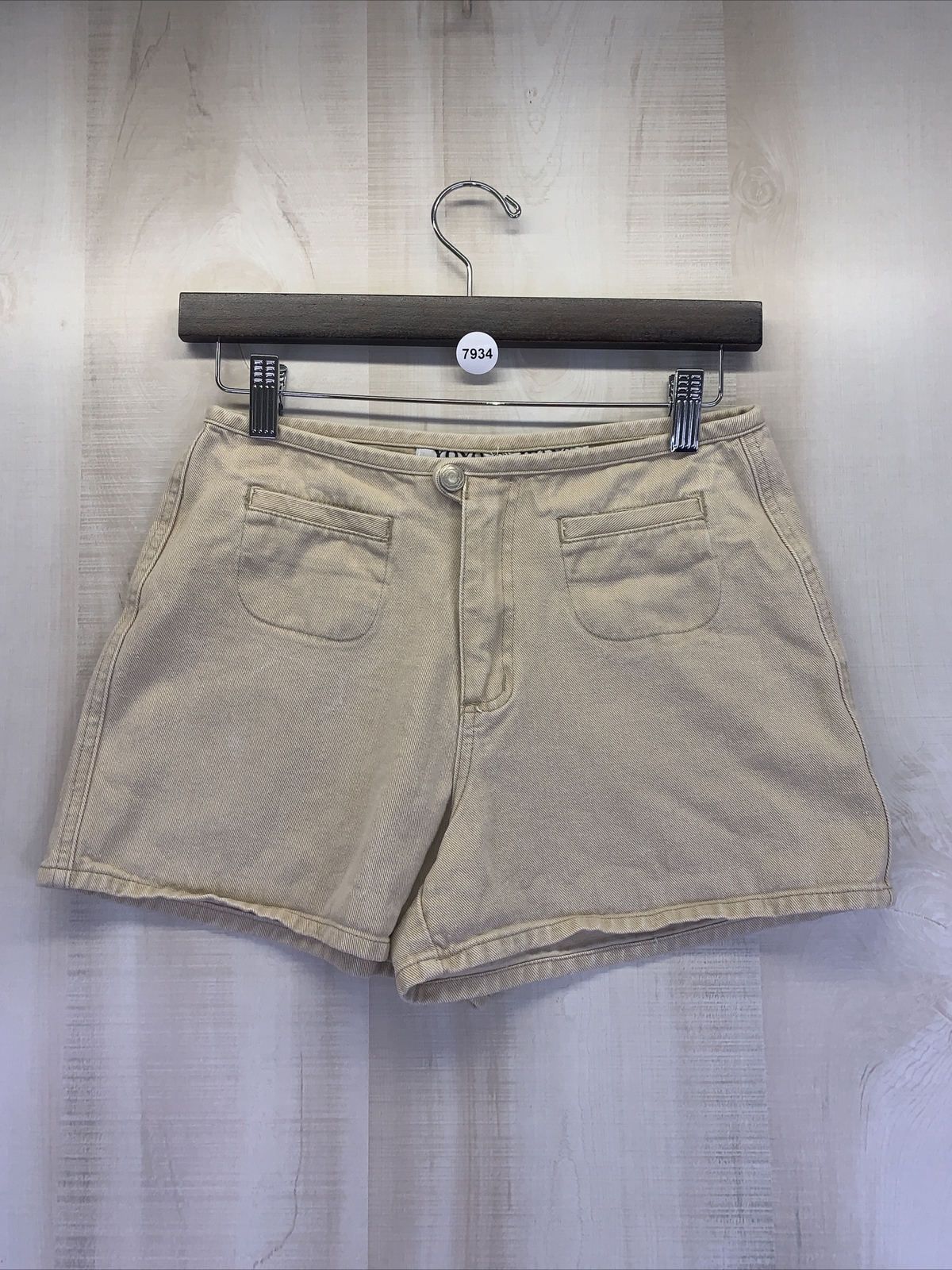 Vintage YoYo Jeans Tan Canvas Womens/Teens Cotton Hi Rise Shorts Size 3-7934