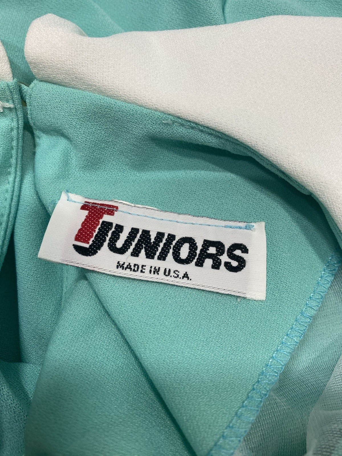 Vintage Dress JUNIORS SIZE MEDIUM teal turquoise 70s 80s Peter Pan collar