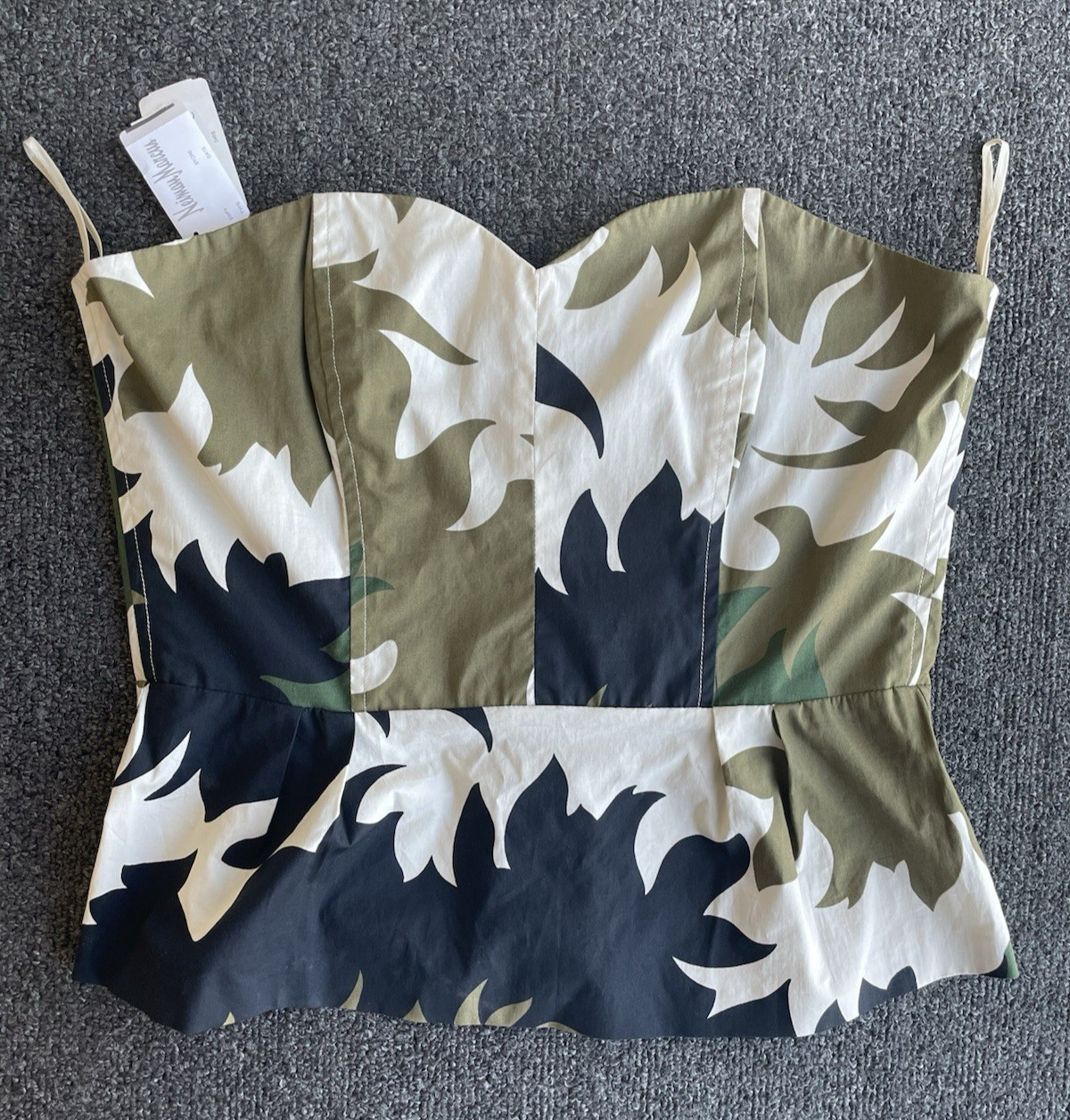 Vintage Prada Camouflage Military Corset Bustier Top Size 46 Neiman Marcus