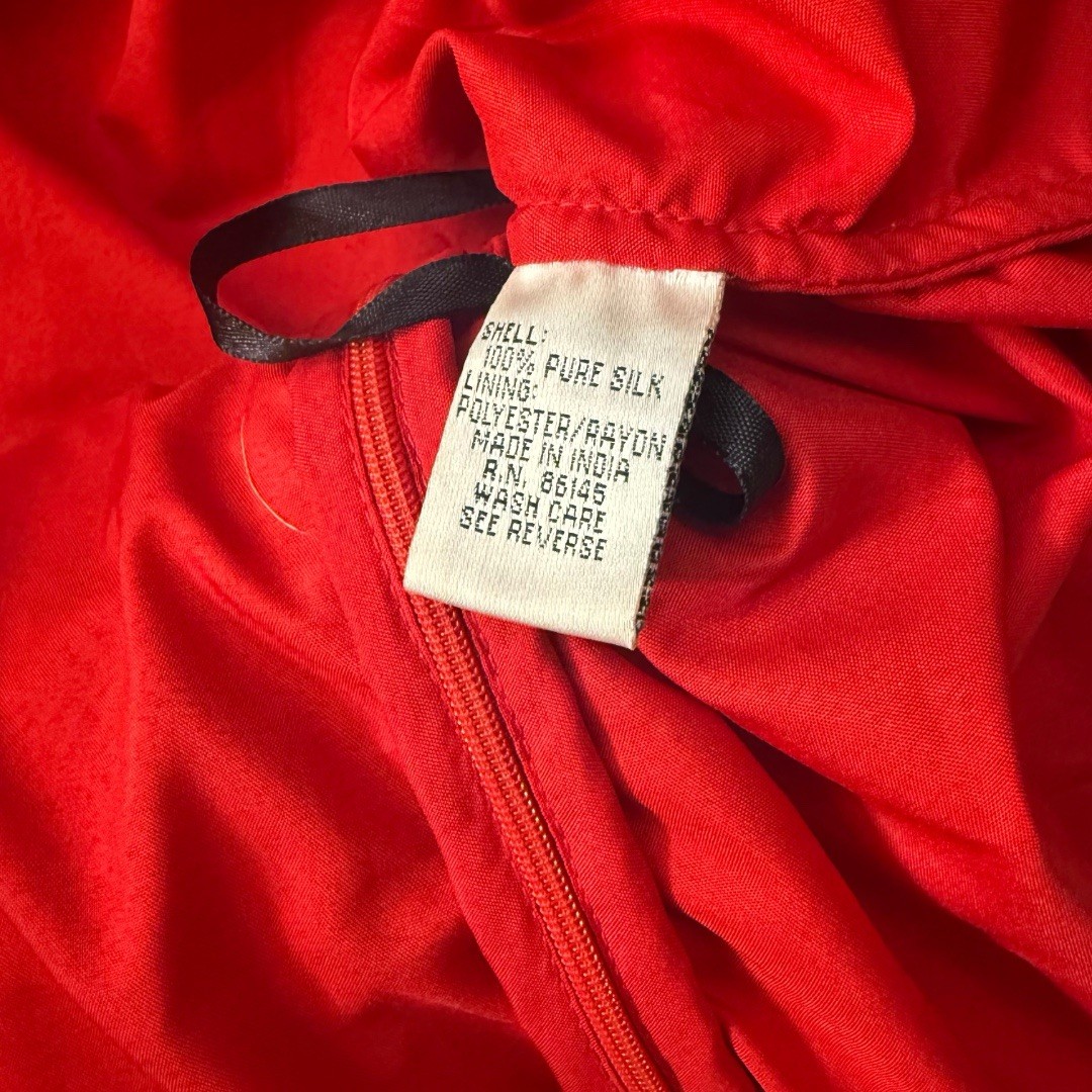Vintage 90s Andretta Donatello Red Hand Beaded 100% Silk Size M Whimsigoth Glam