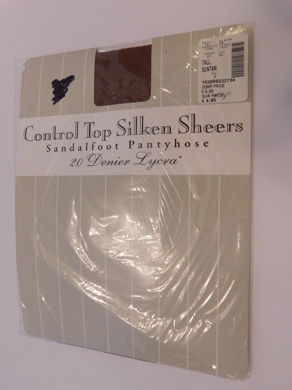 Vintage Control Top Silken Sheers Sandalfoot Pantyhose Suntan Tall