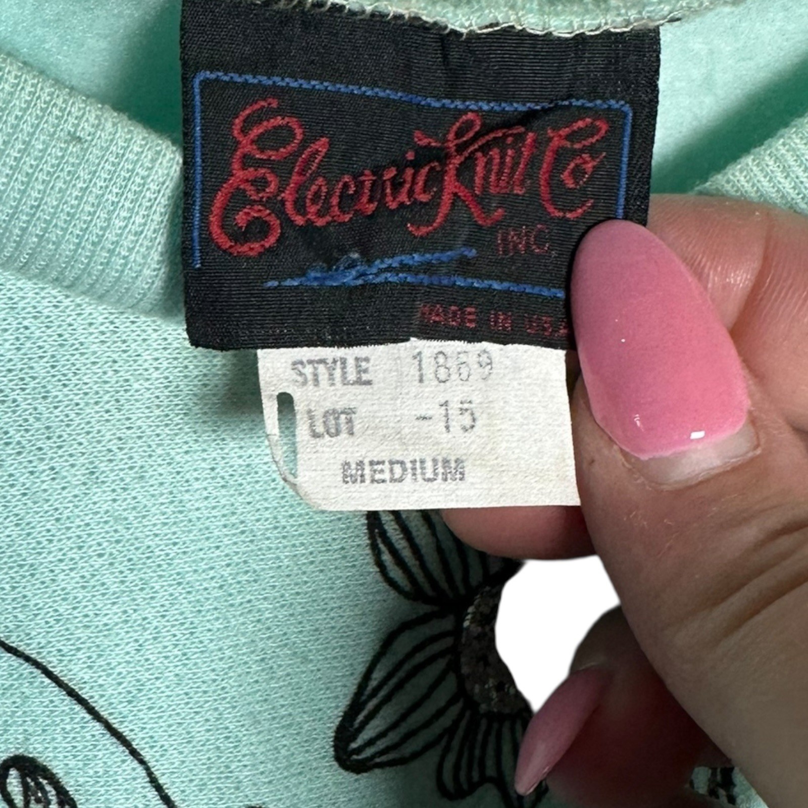 Electric Knit Co. Animal Blue Glitter Leopard Sweatshirt Medium 80s 90s Vintage