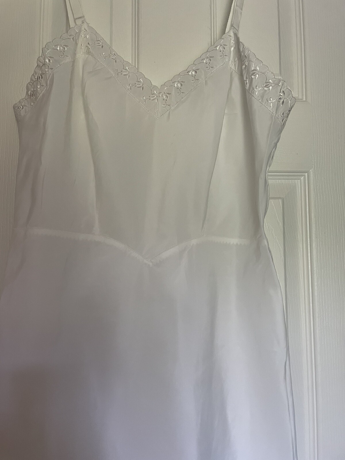 VTG Ariel Barbizon Slip Tafredda White Adjustable Eyelet Trim Side Zip Sz 14