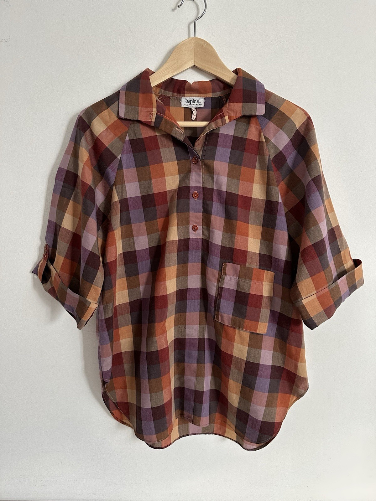 Vintage 70’s topics Spare Parts California Size Medium Made In USA Flannel Top