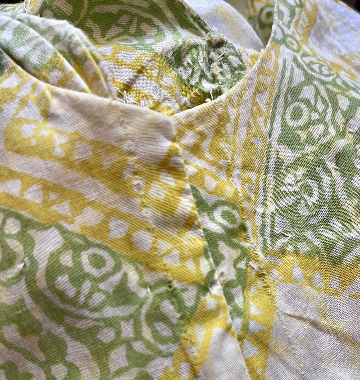 Darling 1950s Cotton Summer Frock, Yellow & Green Print, Petite, Small, VLV