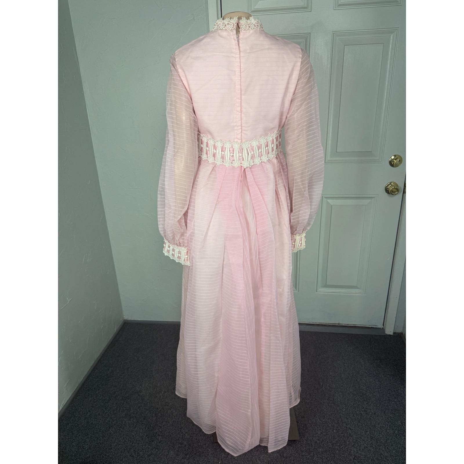 Vintage 70s Emma Domb Women’s Dress Bridesmaid Wedding Formal Maxi Lace H3-1