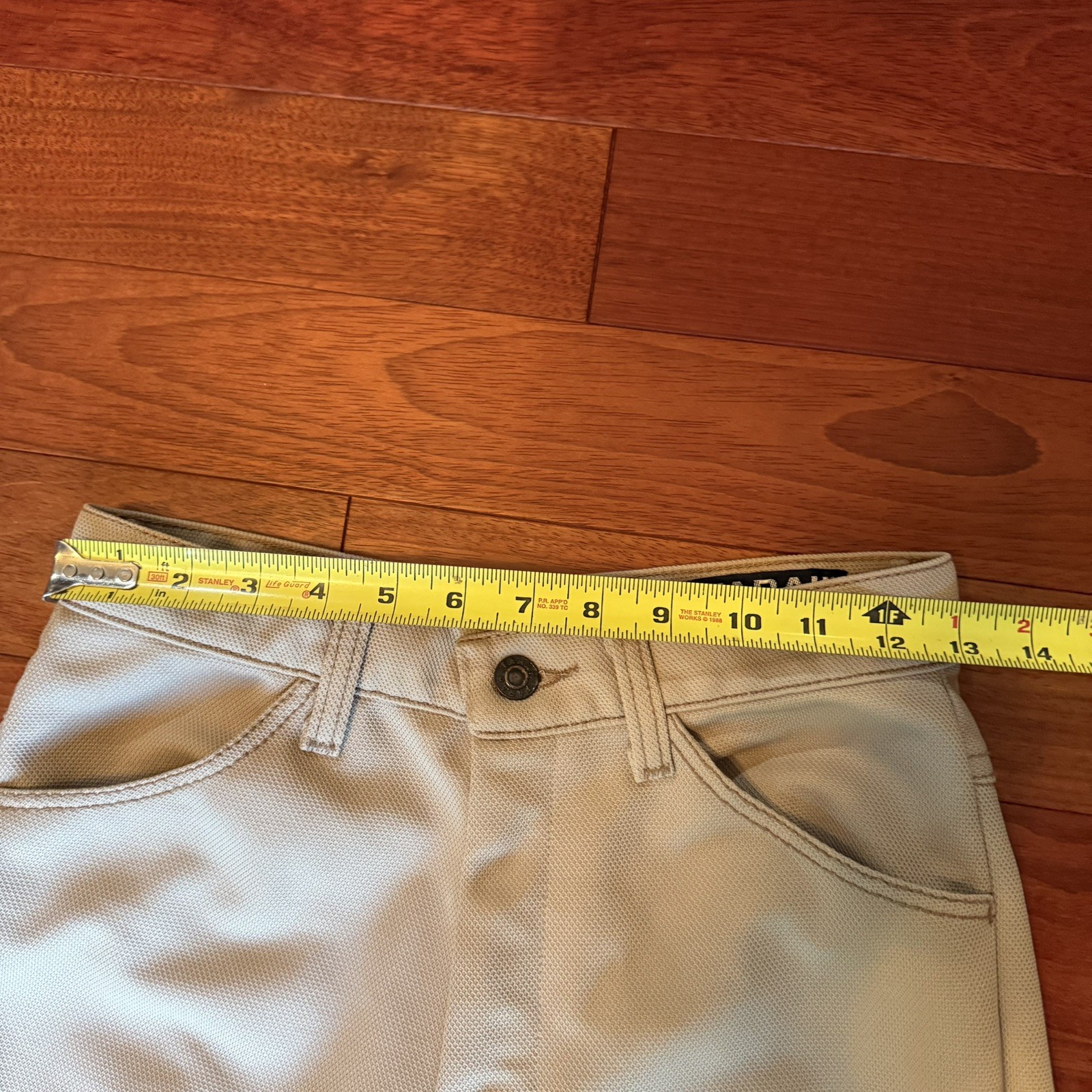Vintage 70s Farah Flared Bell Bottom Polyester Dress Pants Beige 26×30