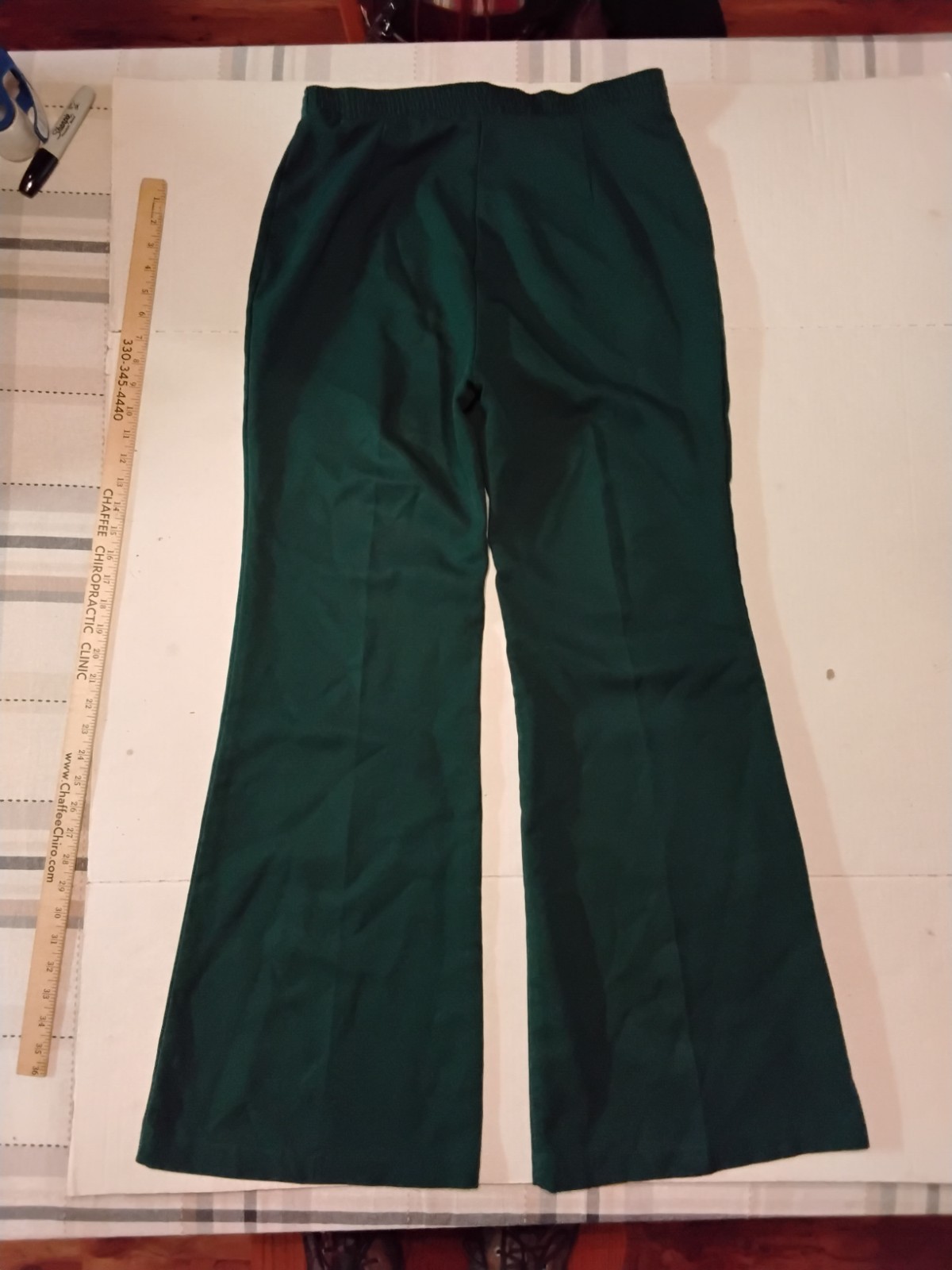 VTG 70s Polyester Green Bell Bottom Pants Women’s 12 (31″x31″) Disco Hippie