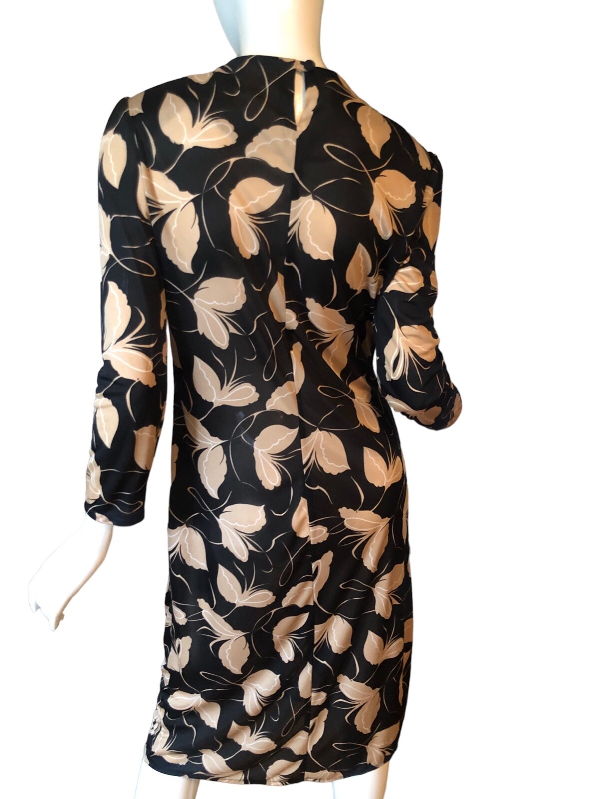 Vtg 70s 80s MATIQUE Dress M BUTTERFLY Print RUCHED Disco SECRETARY Wrap MIDI