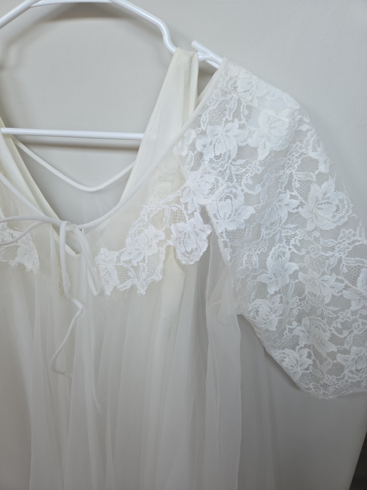 2pc Vintage LISETTE Nightgown PEIGNOIR Robe Set BABYDOLL Sheer CHIFFON Gown M