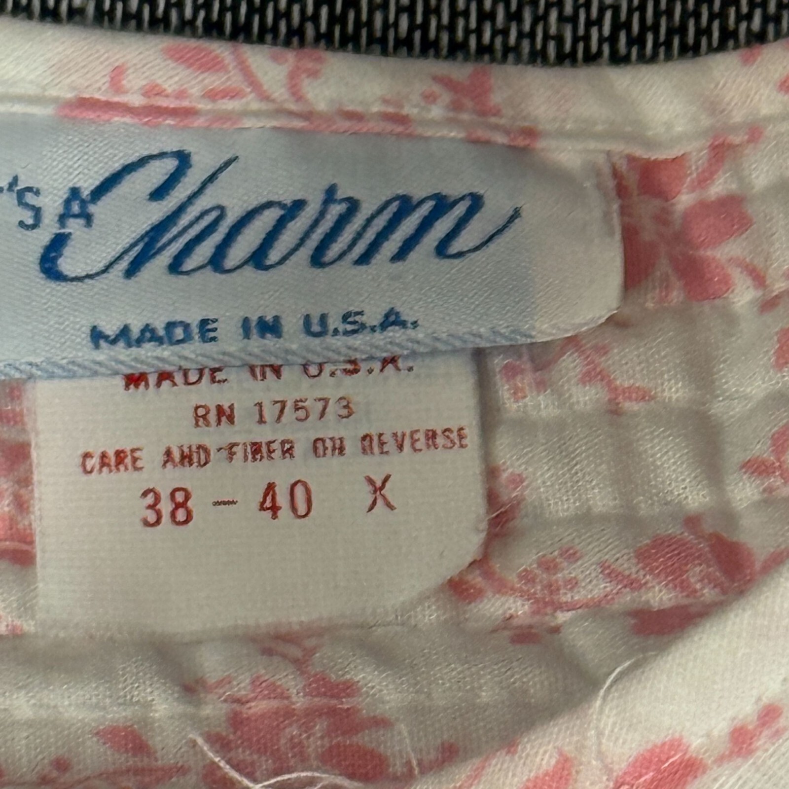 Vintage Its A Charm Pink Floral Nightgown 38-40 X Cotton Blend Made In USA